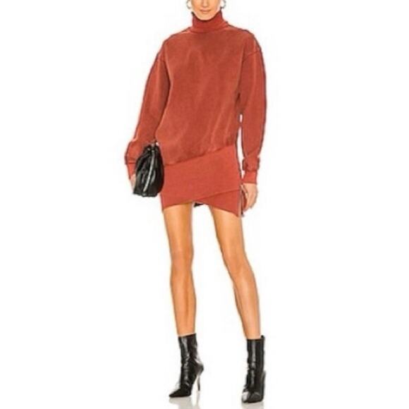 NWT Young Fabulous & Broke Turtleneck Sweatshirt Dress Orange Asymmetric Size XS - Picture 1 of 12